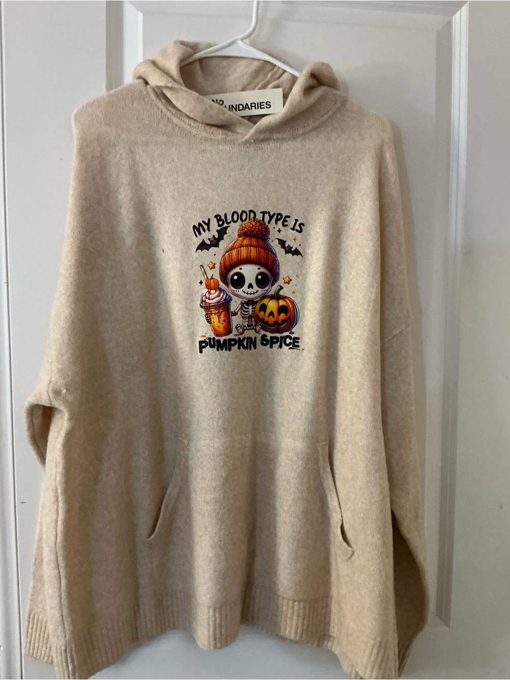Custom Halloween Hoodie Graphic Screen Print Pumpkin Spice Oatmeal XL NWT